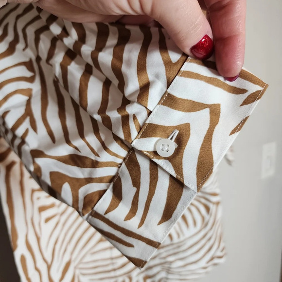 NWT Chico's popover 3/4 sleeve brown zebra cotton shirt. Size 3. XL - Picture 5 of 16
